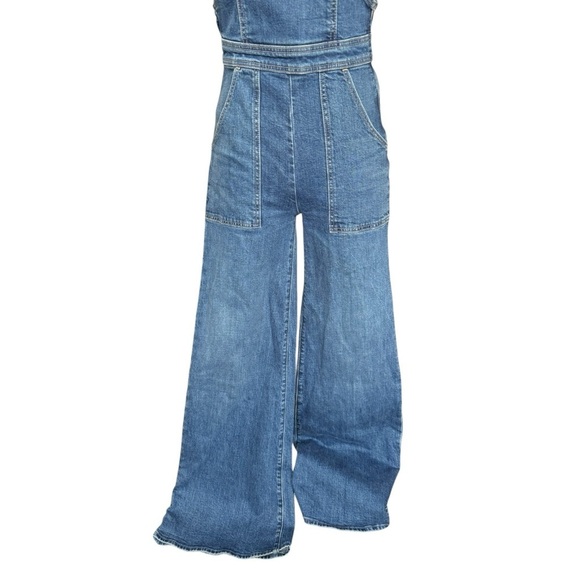 Mother Superior High-Waisted Twister Overall Sneak Punch Buggy Blue Denim Small - Picture 6 of 15